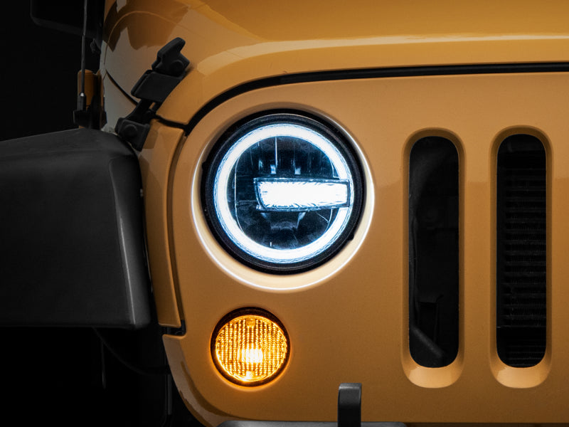 Load image into Gallery viewer, Raxiom 97-18 Jeep Wrangler TJ/JK 7-Inch LED Headlights w/ Halos- Black Housing (Clear Lens)
