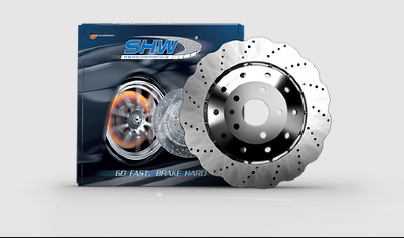 Load image into Gallery viewer, SHW 13-15 Audi RS5 4.2L Rear Drilled-Dimpled Lightweight Wavy Brake Rotor (8T0615601A)

