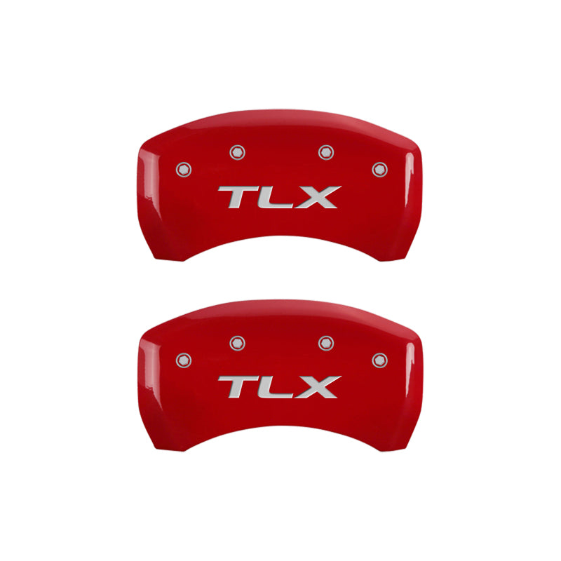 Load image into Gallery viewer, MGP 4 Caliper Covers Engraved Front Acura Engraved Rear TLX Red finish silver ch
