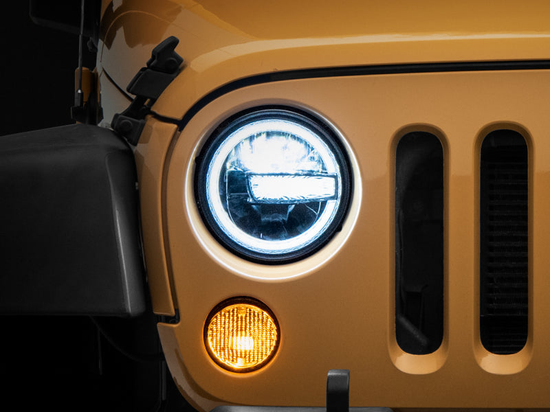 Load image into Gallery viewer, Raxiom 97-18 Jeep Wrangler TJ/JK 7-Inch LED Headlights w/ Halos- Black Housing (Clear Lens)
