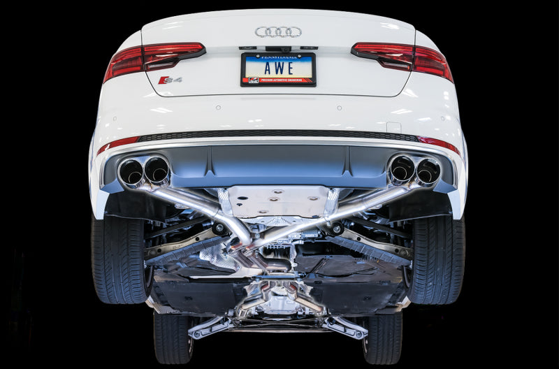 Load image into Gallery viewer, AWE Tuning Audi B9 S4 Track Edition Exhaust - Non-Resonated (Black 102mm Tips)
