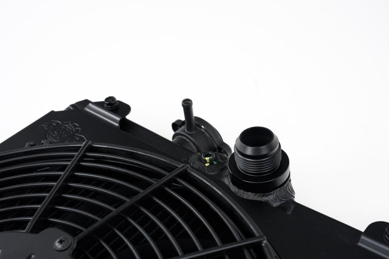 Load image into Gallery viewer, CSF Universal Half Radiator w/-16AN &amp; Slip-On Fittings/12in SPAL Fan &amp; Shroud - Black Finish
