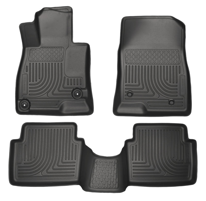 Load image into Gallery viewer, Husky Liners WeatherBeater 14 Mazda 3 Hatch&amp;Sedan Front &amp; Second Row Black Floor Liners
