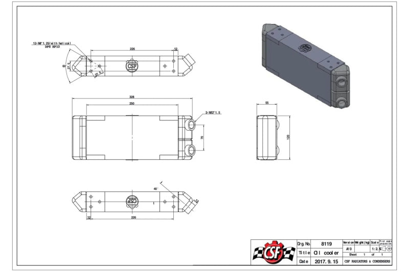 Load image into Gallery viewer, CSF Universal Dual-Pass Oil Cooler - M22 x 1.5 - 13in L x 4.75in H x 2.16in W
