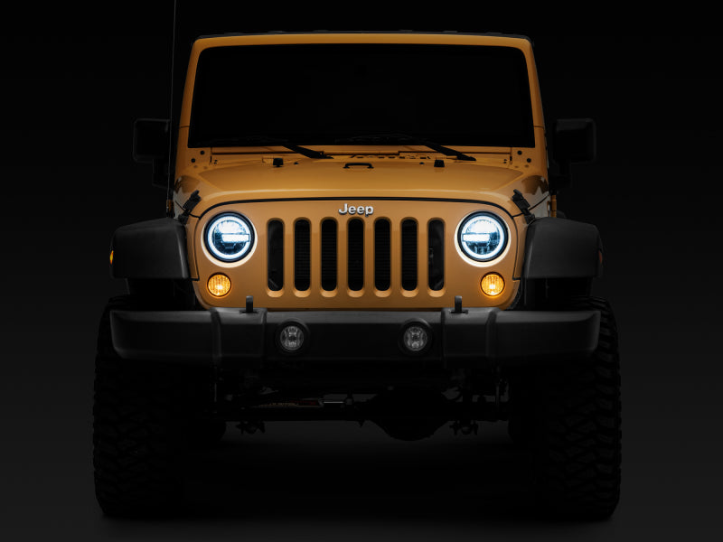 Load image into Gallery viewer, Raxiom 97-18 Jeep Wrangler TJ/JK 7-Inch LED Headlights w/ Halos- Black Housing (Clear Lens)
