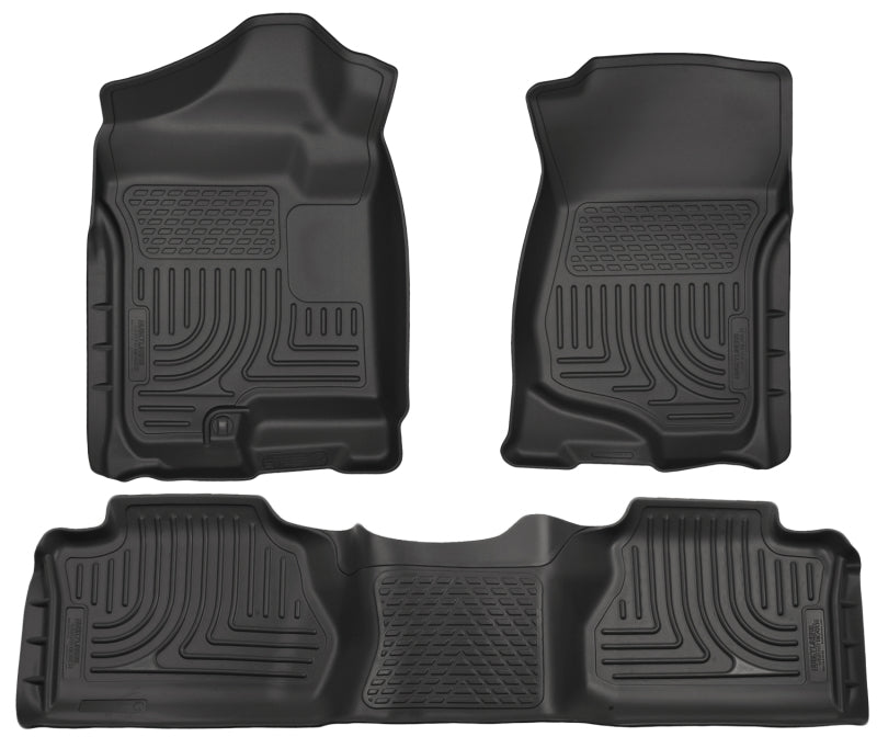 Load image into Gallery viewer, Husky Liners 07-12 Chevy Silverado/GMC Sierra Extended Cab WeatherBeater Combo Black Floor Liners
