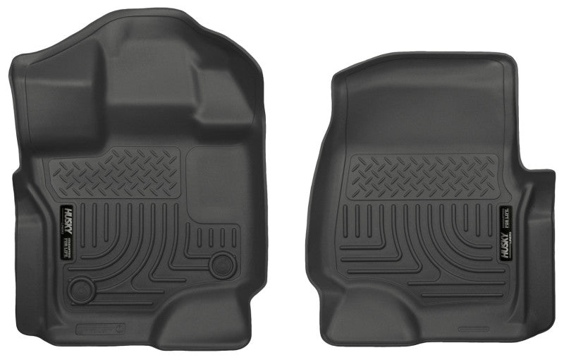 Load image into Gallery viewer, Husky Liners 15 Ford F-150 Super/Super Crew Cab WeatherBeater Black Front Floor Liners
