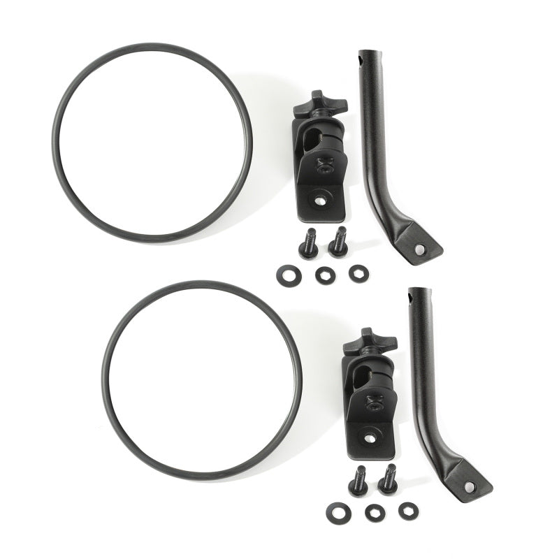 Load image into Gallery viewer, Rugged Ridge 97-18 Jeep Wrangler Textured Black Round Stubby Trail Mirror Kit
