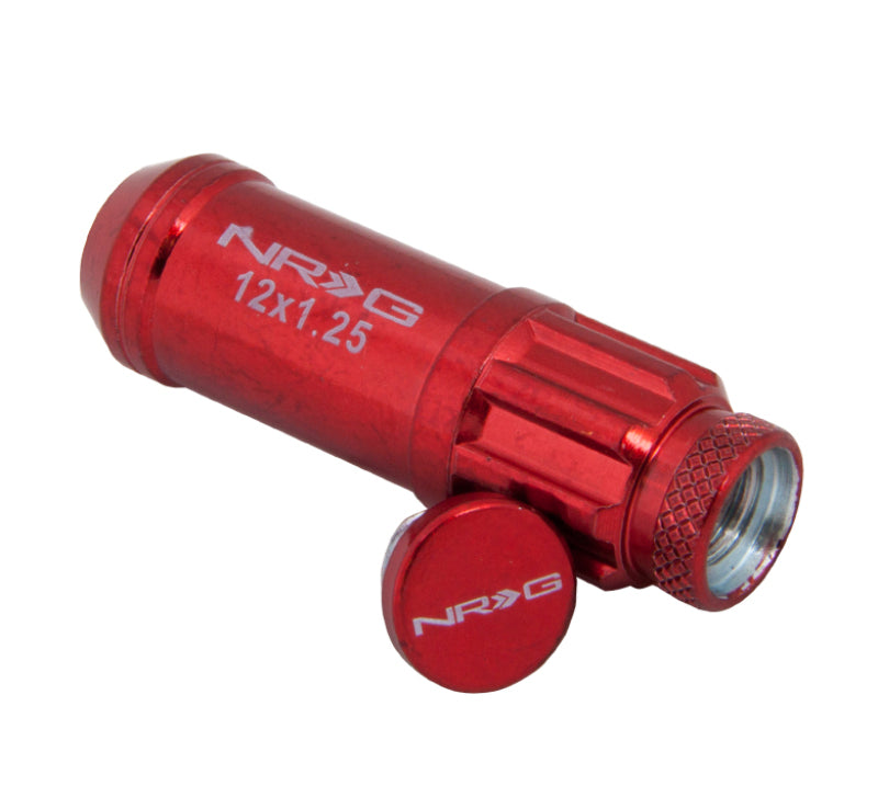 Load image into Gallery viewer, NRG 700 Series M12 X 1.25 Steel Lug Nut w/Dust Cap Cover Set 21 Pc w/Locks &amp; Lock Socket - Red

