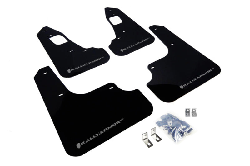 Load image into Gallery viewer, Rally Armor 08-17 Mitsubishi EVO X Black UR Mud Flap w/ Silver Logo
