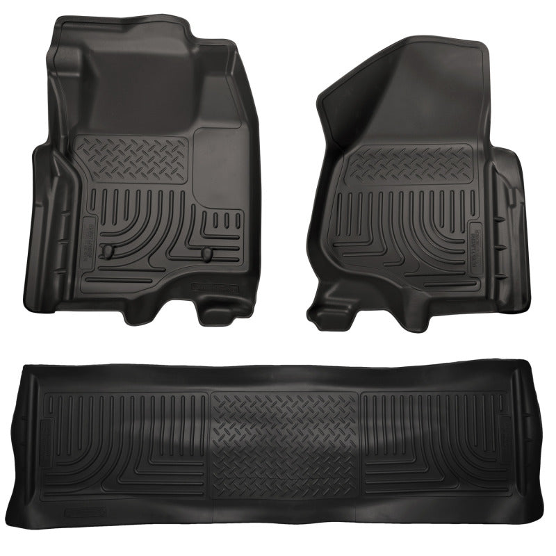 Load image into Gallery viewer, Husky Liners 11-12 Ford SD Crew Cab WeatherBeater Combo Black Floor Liners (w/o Manual Trans Case)
