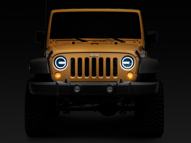 Load image into Gallery viewer, Raxiom 97-18 Jeep Wrangler TJ/JK 7-Inch LED Headlights w/ Halos- Black Housing (Clear Lens)
