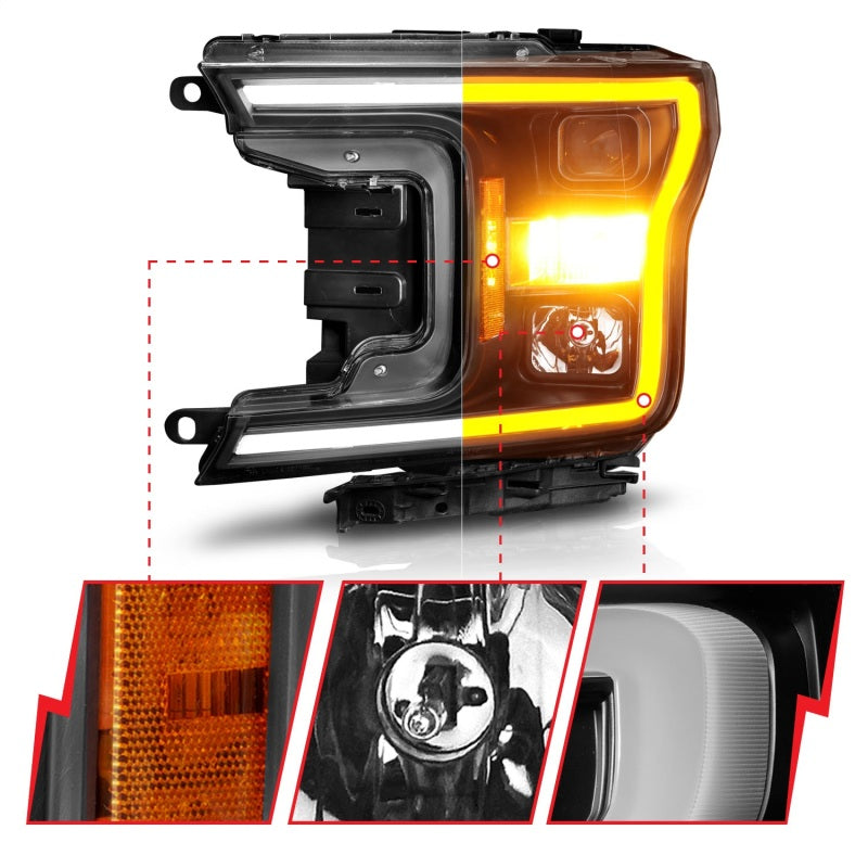 Load image into Gallery viewer, ANZO 2018-2020 Ford F-150 Projector Headlight w/ Plank Style Switchback Black Housing
