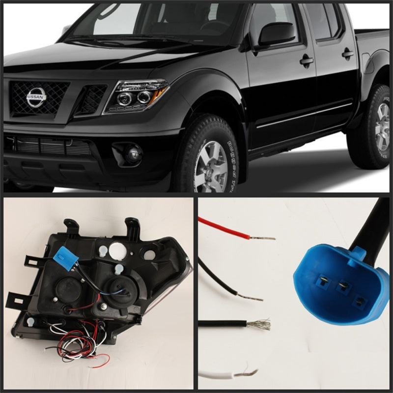 Load image into Gallery viewer, Spyder Nissan Frontier 05-08 Projector Headlights LED Halo LED Blk PRO-YD-NF05-HL-BK
