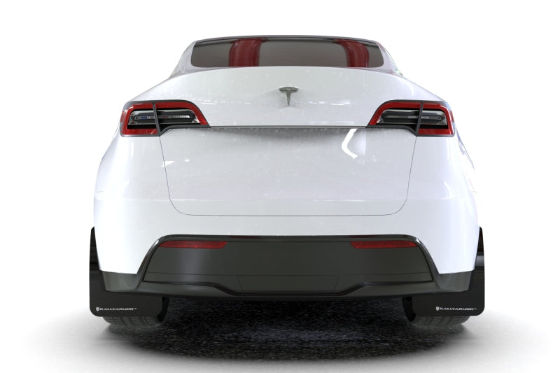 Load image into Gallery viewer, Rally Armor 20-22 Tesla Model Y Black Mud Flap - Metallic Black Logo
