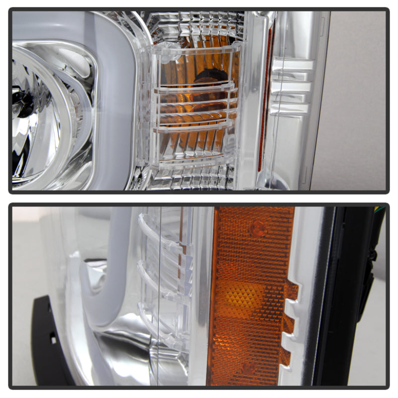 Load image into Gallery viewer, Spyder Chevy Silverado 1500 14-16 Projector Headlights Light Bar DRL Chrm PRO-YD-CS14-LBDRL-C
