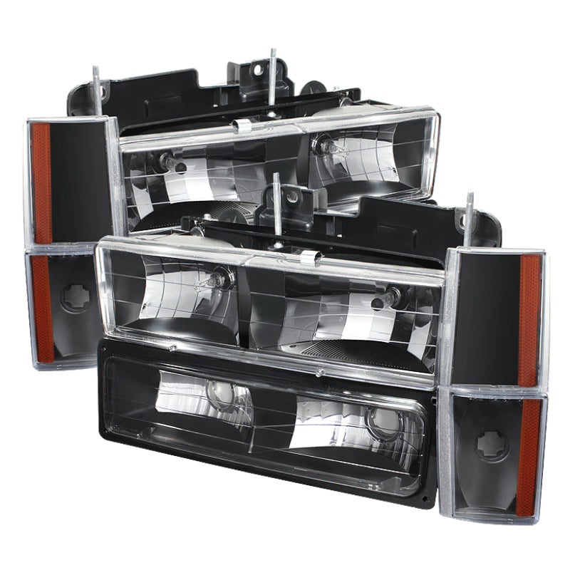 Load image into Gallery viewer, Xtune GMC Yukon 92-93 Crystal Headlights w/ Corner &amp; Bumper Black HD-JH-GMCCK88-AM-BK-SET
