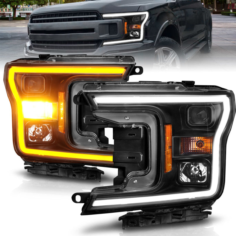 Load image into Gallery viewer, ANZO 2018-2020 Ford F-150 Projector Headlight w/ Plank Style Switchback Black Housing
