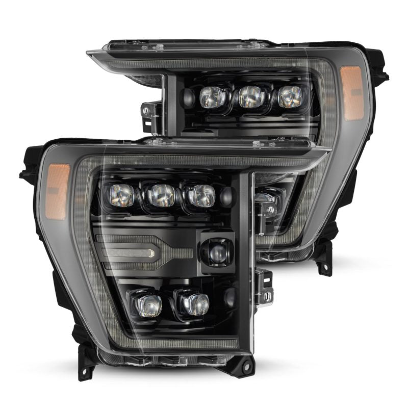 Load image into Gallery viewer, AlphaRex 21-22 Ford F-150 NOVA LED Proj Headlights Plank Style Alpha Blk w/Activ Light/Seq Signal

