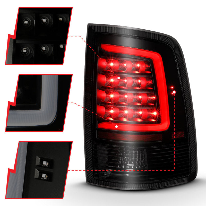 Load image into Gallery viewer, ANZO 2009-2018 Dodge Ram 1500 LED Taillight Plank Style Black w/Smoke Lens
