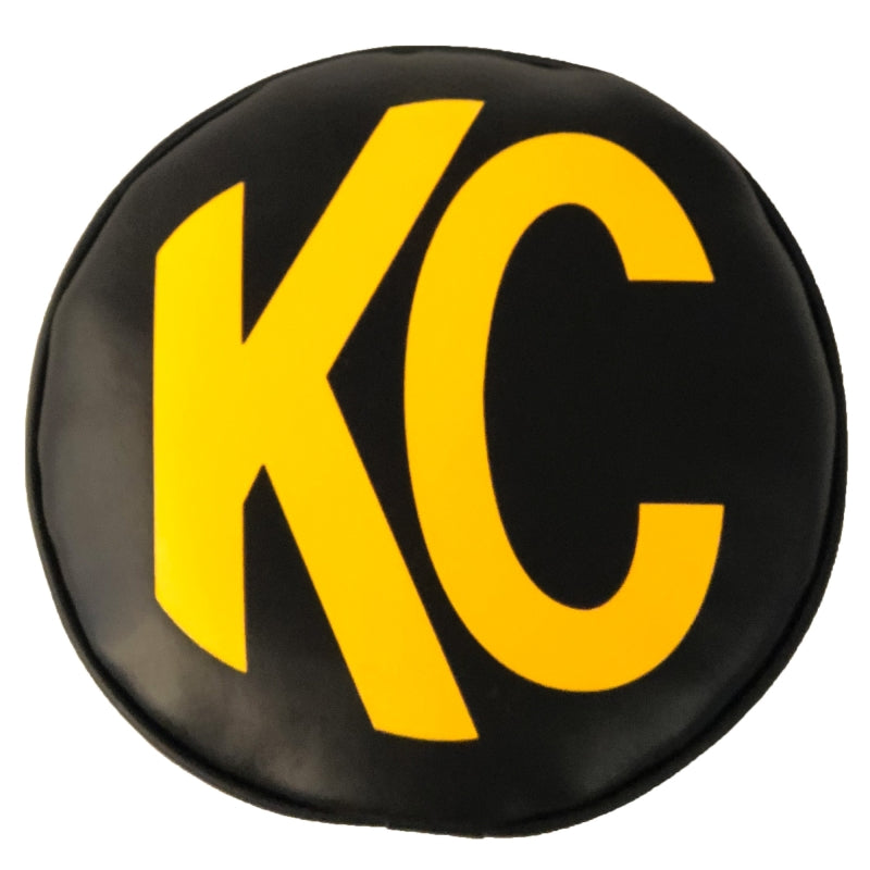 Load image into Gallery viewer, KC HiLiTES 6in. Round Soft Cover (Pair) - Black w/Yellow KC Logo
