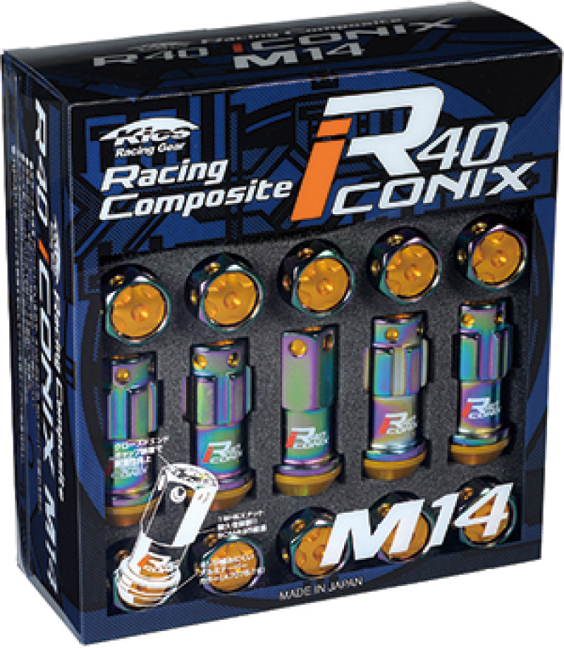Load image into Gallery viewer, Project Kics 14x1.50 R40 Iconix Lock &amp; Lug Nuts - Neo Chrome w/Gold Cap (16+4 Locks)
