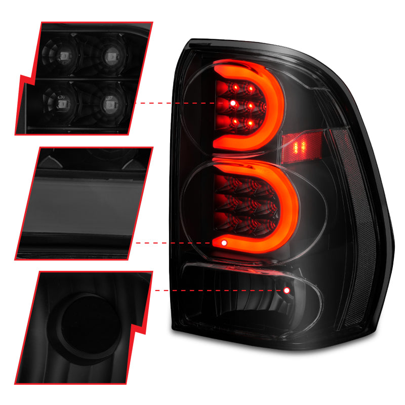Load image into Gallery viewer, ANZO 2002-2009 Chevrolet Trailblazer LED Tail Lights w/ Light Bar Black Housing Smoke Lens
