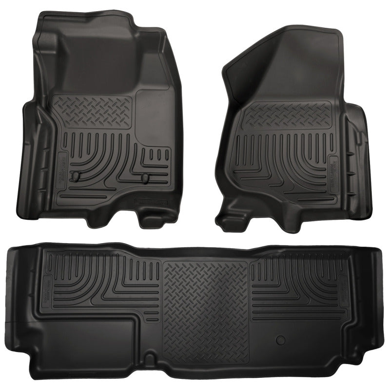 Load image into Gallery viewer, Husky Liners 2012.5 Ford SD Super Cab WeatherBeater Combo Black Floor Liners (w/o Manual Trans Case)
